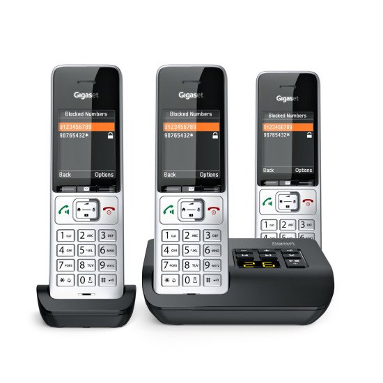 Gigaset COMFORT 500A Trio Téléphone analog/dect Identification de l'appelant Noir, Argent