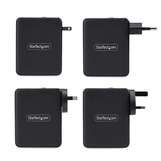 StarTech.com Chargeur Mural USB-C 140W, 3x USB-C/1x USB-A, Adaptateur d'Alimentation Power Delivery 3.1 International GaN pour MacBook/Dell XPS/Inspiron