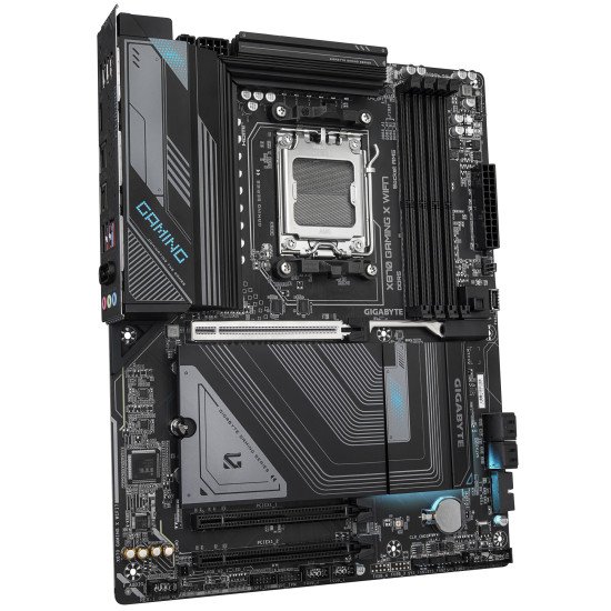 GIGABYTE X870 GAMING X WIFI7 Carte Mère - Prend en charge les processeurs AMD Ryzen 9000, 16+2+2 phases VRM, jusqu'à 8000MHz DDR5 (OC), 1xPCIe 5.0 + 3xM.2, Wi-Fi 7, LAN 2.5GbE, USB 3.2 Gen 2x2