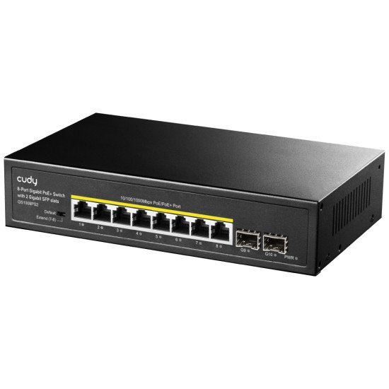 Cudy GS1008PS2 commutateur réseau Non-géré Gigabit Ethernet (10/100/1000) Connexion Ethernet POE Noir