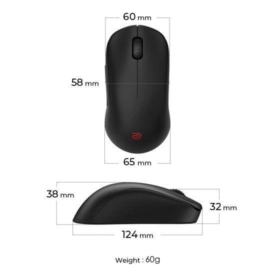 ZOWIE U2 souris Jouer Ambidextre RF sans fil Optique 3200 DPI