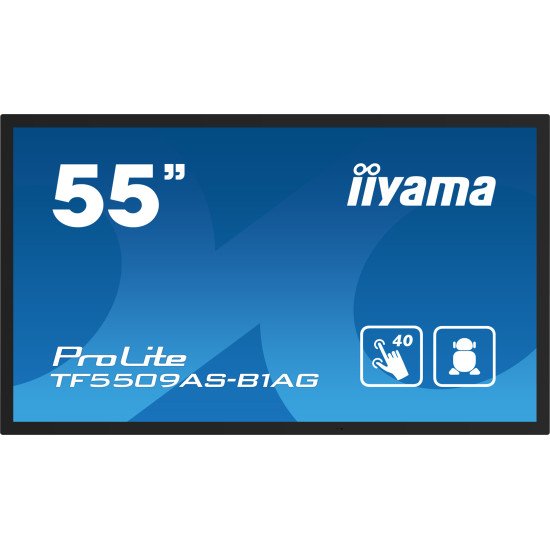 iiyama TF5539AS-B1AG affichage de messages Écran plat de signalisation numérique 138,7 cm (54.6") LED 500 cd/m² 4K Ultra HD Noir Écran tactile Intégré dans le processeur Android 24/7