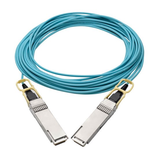 Tripp Lite N28H-10M-AQ câble de fibre optique QSFP28 OFNP OM3 Couleur aqua