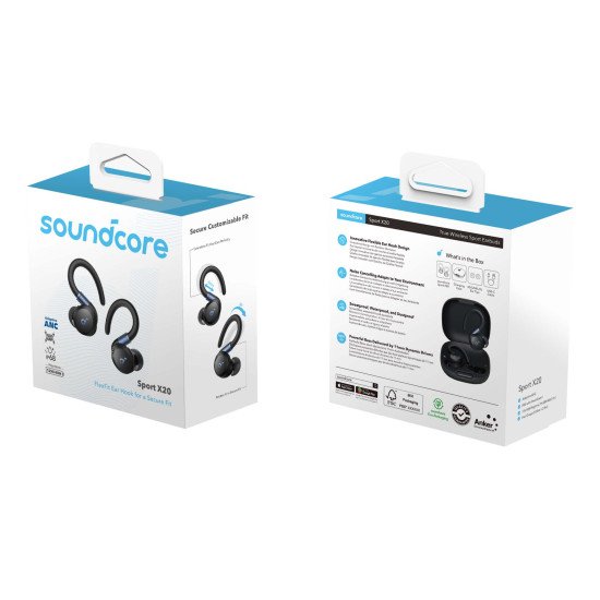 Soundcore Sport X20 Casque Sans fil Ecouteurs Appels/Musique/Sport/Au quotidien Noir