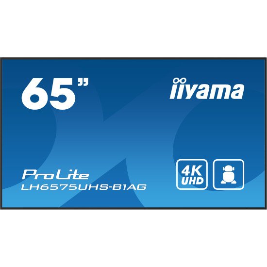 iiyama ProLite Écran plat de signalisation numérique 163,8 cm (64.5") LCD Wifi 500 cd/m² 4K Ultra HD Noir Intégré dans le processeur Android 11 24/7