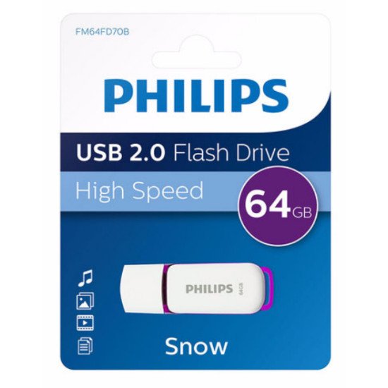 Philips FM64FD70B lecteur USB flash 64 Go USB Type-A 2.0 Violet, Blanc