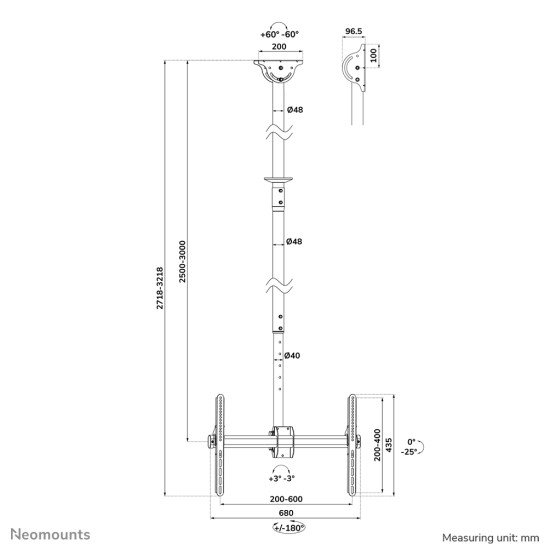 Neomounts support de plafond pour TV