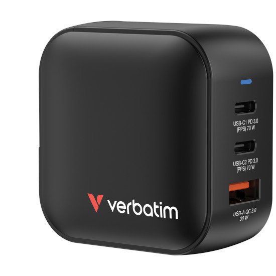 Verbatim Mini GaN Charger 70W Universel Noir Secteur Charge rapide Intérieure