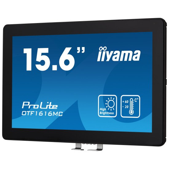 iiyama OTF1616MC-B1 affichage de messages Écran plat de signalisation numérique 39,6 cm (15.6") LCD 1100 cd/m² Full HD Noir Écran tactile