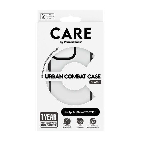 PanzerGlass CARE by PG Urban Combat iPhone16 6.3 Pro coque de protection pour téléphones portables Housse Transparent