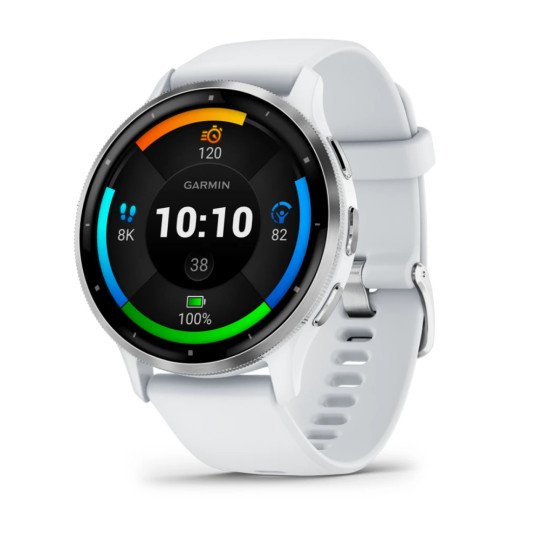 Garmin Venu 3 3,56 cm (1.4") AMOLED Numérique 454 x 454 pixels Écran tactile Argent, Blanc Wifi GPS (satellite)