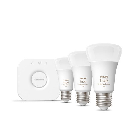 Philips Hue White and Color ambiance Kit de démarrage : 3 ampoules connectées E27 (1100)