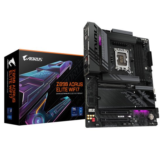 GIGABYTE Carte mère Z890 AORUS ELITE WIFI7 - Prend en charge les processeurs Intel Core Ultra (Série 2), VRM à 16+1+2 phases, jusqu'à 8800MHz DDR5 (OC), 1xPCIe 5.0 + 3xPCIe 4.0, Wi-Fi 7, LAN 2.5GbE, Thunderbolt 4