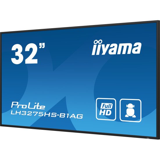 iiyama LH3275HS-B1AG affichage de messages Écran plat de signalisation numérique 81,3 cm (32") LCD Wifi 500 cd/m² Full HD Noir Intégré dans le processeur Android 11 24/7