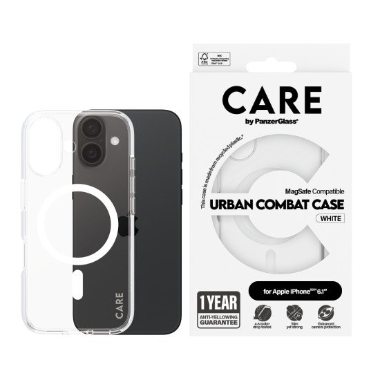 PanzerGlass CARE by PG White MagSafe iPhone16 6.1 coque de protection pour téléphones portables Housse Transparent