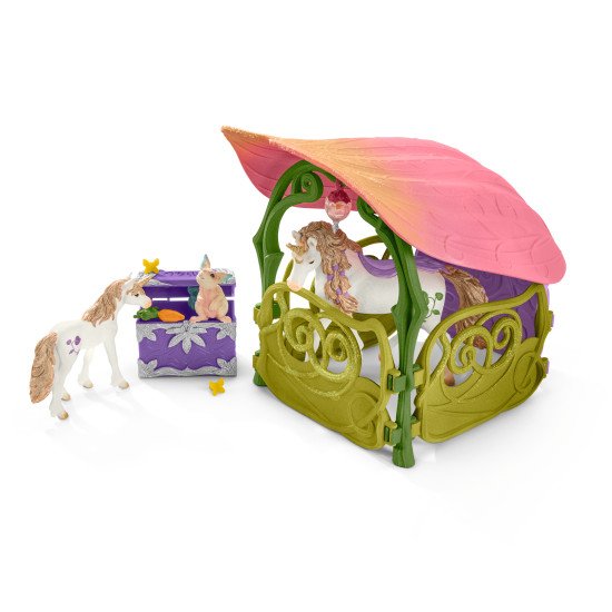 schleich BAYALA Maison-fleur pailletée avec licornes, lac et écurie