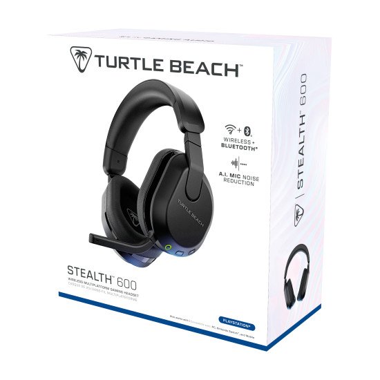 Turtle Beach Casque gaming amplifié multiplateforme sans fil Stealth 600 pour PS5, PS4, PC, Nintendo Switch et mobile - Bluetooth, 80 heures de batterie, microphone antibruit désactivable par basculement et écouteurs de 50 mm - Noir