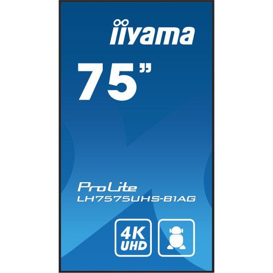 iiyama ProLite Écran plat de signalisation numérique 190,5 cm (75") LCD Wifi 500 cd/m² 4K Ultra HD Noir Intégré dans le processeur Android 11 24/7