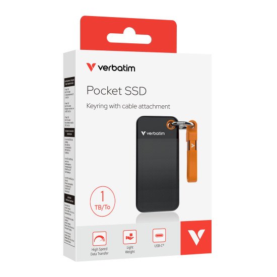 Verbatim Pocket SSD 1 To USB Type-C 3.2 Gen 2 (3.1 Gen 2) Noir, Orange