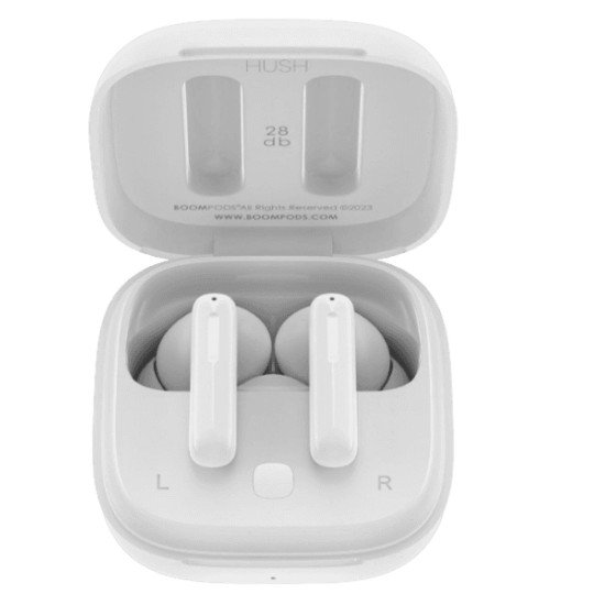 Boompods bassline HUSH ANC Casque True Wireless Stereo (TWS) Ecouteurs Appels/Musique Bluetooth Blanc