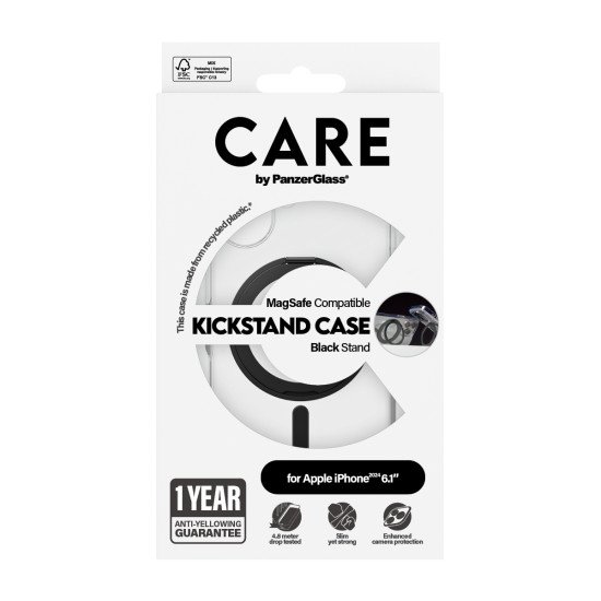 PanzerGlass CARE by PG BLK Kick/MagS iPhone16 6.1 coque de protection pour téléphones portables Housse Transparent