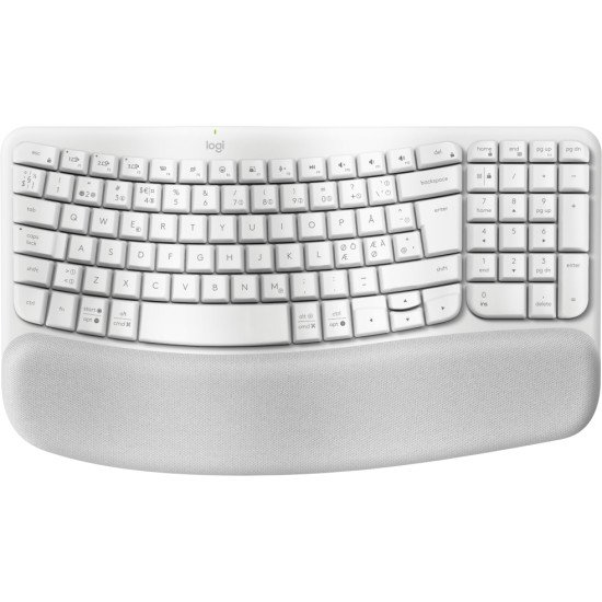 Logitech Wave Keys clavier Bureau RF sans fil + Bluetooth QWERTY Danois, Finlandais, Norvégien, Suédois Blanc