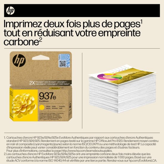 HP 937e Cartouche d'encre authentique Jaune EvoMore