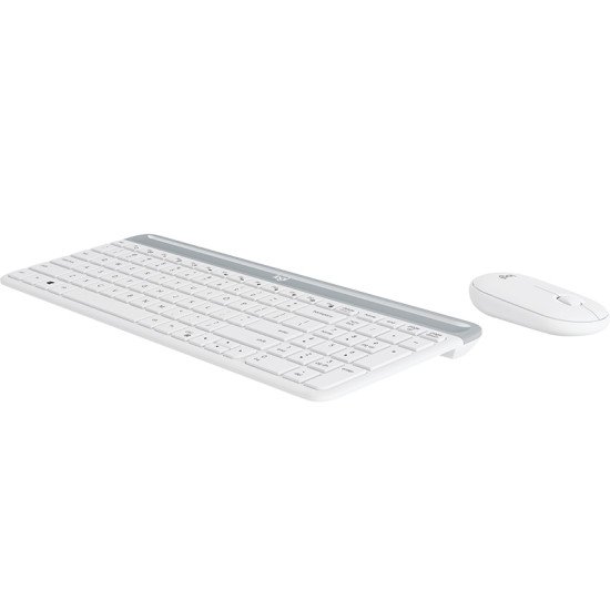 Logitech MK470 clavier RF sans fil QWERTY Danois, Finlandais, Norvégien, Suédois Argent, Blanc