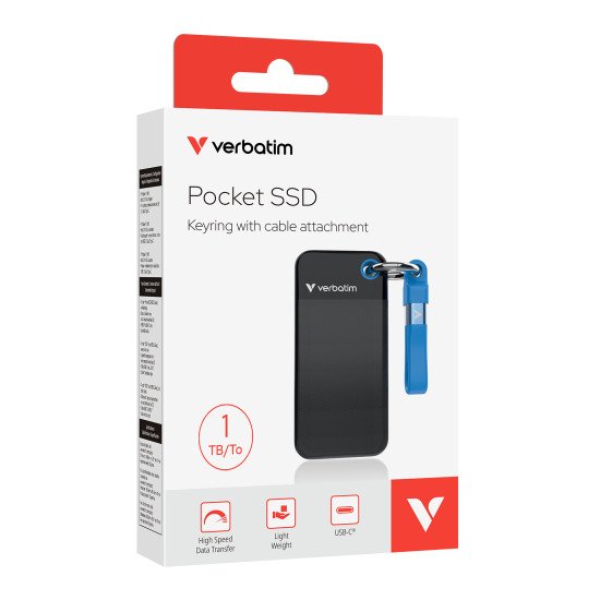 Verbatim Pocket SSD 1 To USB Type-C 3.2 Gen 2 (3.1 Gen 2) Noir, Bleu