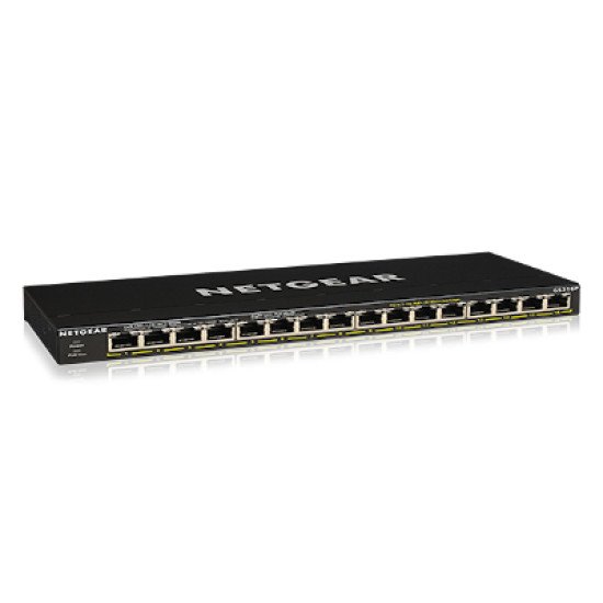 Netgear GS316P Non-géré Gigabit Ethernet (10/100/1000) Noir Connexion Ethernet, supportant l'alimentation via ce port (PoE)