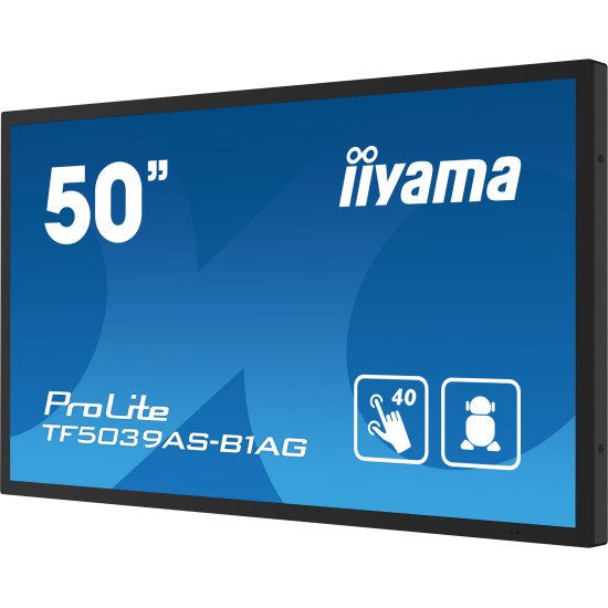 iiyama TF5039AS-B1AG affichage de messages Écran plat de signalisation numérique 125,7 cm (49.5") LED 500 cd/m² 4K Ultra HD Noir Écran tactile Intégré dans le processeur Android 24/7