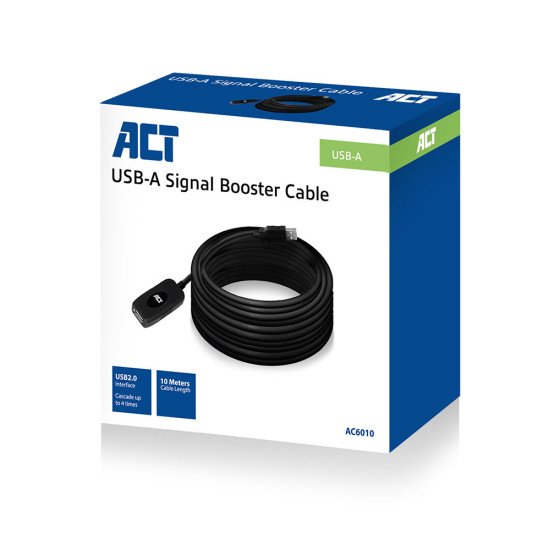 ACT AC6010 câble USB 10 m USB 2.0 USB A Noir