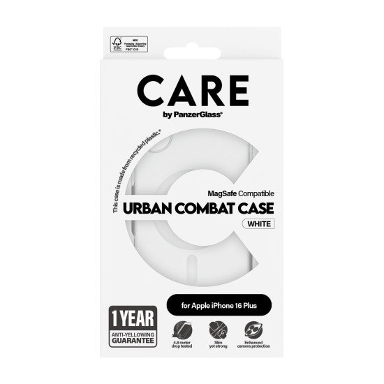 PanzerGlass CARE by PG White MagSafe iPhone16 6.7 coque de protection pour téléphones portables Housse Transparent