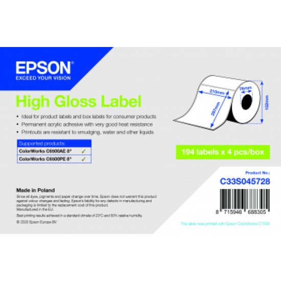 Epson C33S045728 étiquette à imprimer Blanc Imprimante d'étiquette adhésive