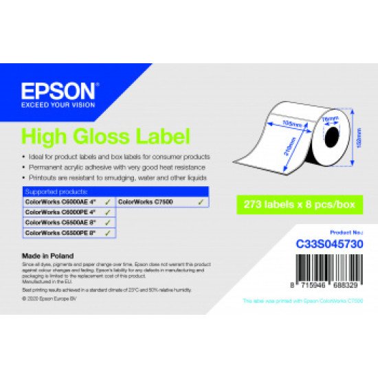 Epson C33S045730 étiquette à imprimer Blanc Imprimante d'étiquette adhésive