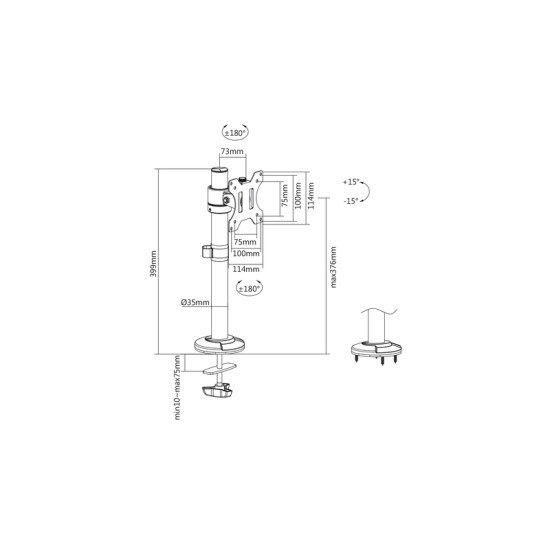 Digitus DA-90397 support d'écran plat pour bureau 81,3 cm (32") Noir