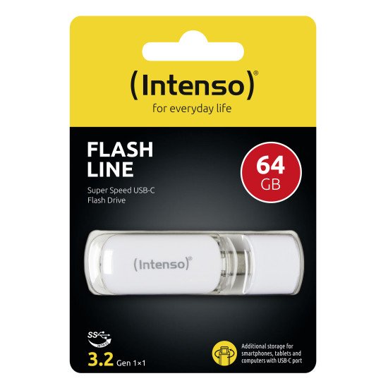 Intenso Flash Line lecteur USB flash 64 Go USB Type-C 3.2 Gen 1 (3.1 Gen 1) Blanc