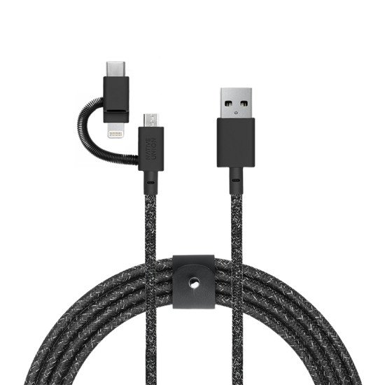 Native Union BELT-ULC-CS-BLK-NP câble USB 2 m USB A USB C/Micro USB A/Lightning Noir