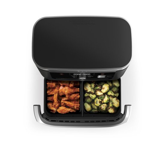 Ninja AF500EU friteuse Double 10,4 L Autonome 2470 W Friteuse d'air chaud Noir, Acier inoxydable