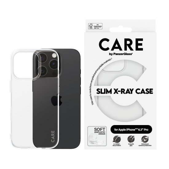 PanzerGlass CARE by PG TP X-Ray Soft B iPhone16P 6.3 coque de protection pour téléphones portables Housse Transparent