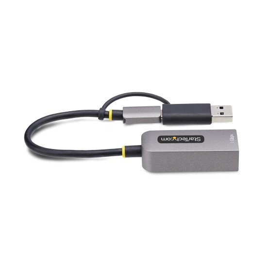 StarTech.com Adaptateur USB-C vers Ethernet avec Dongle USB-A, 10/100/1000Mbps, Adaptateur Réseau USB 3.0 vers Gigabit Ethernet, Câble de 15cm, Adaptateur USB GbE