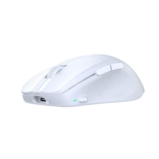 Turtle Beach Pure Air - Souris de gaming RGB ergonomique sans fil ultra-légère, capteur optique 26 000 PPP, batterie 125 heures, double système sans fil, interrupteurs optiques TITAN, Bluetooth, éclairage RGB. Semi-translucide blanc