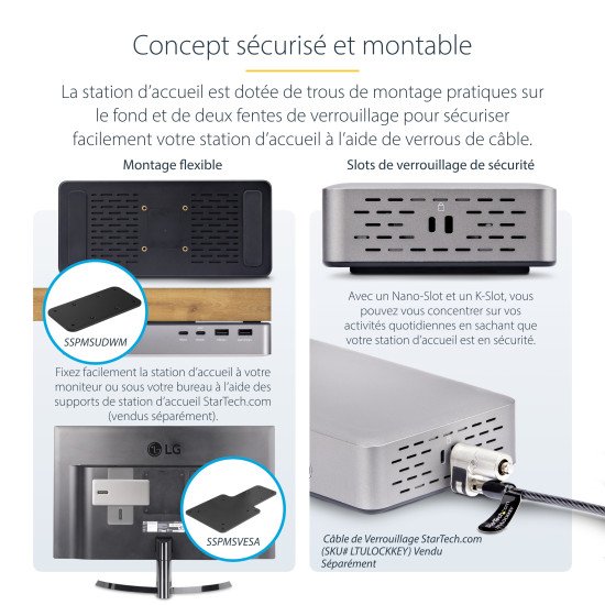 StarTech.com Station d'Accueil USB4, USB-C 40Gbps, Double Vidéo HDMI, Jusqu'à 2x 4K 60Hz 4:4:4 (RGB) ou 2x 4K 120Hz 4:2:2, Dock Multi-Moniteur, 6x USB, 2.5GbE, 100W PD