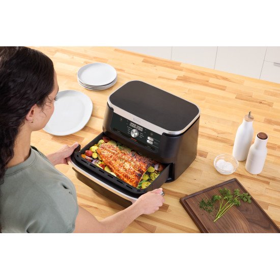 Ninja AF500EU friteuse Double 10,4 L Autonome 2470 W Friteuse d'air chaud Noir, Acier inoxydable