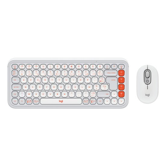 Logitech POP Icon Combo clavier Souris incluse Universel Bluetooth AZERTY Français Orange, Blanc