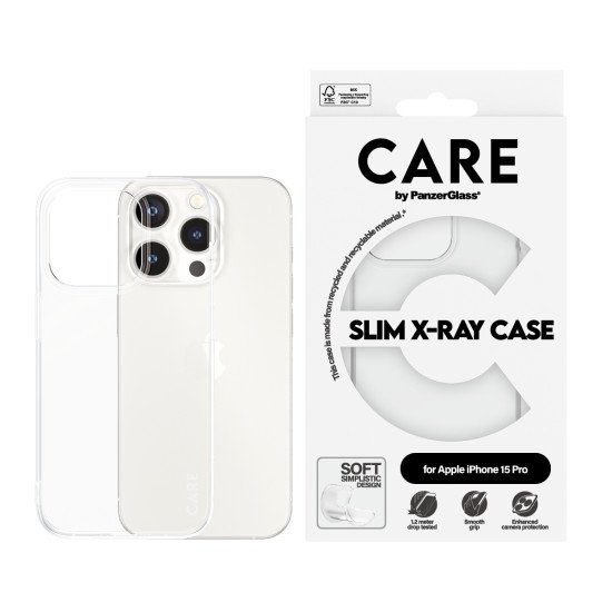 PanzerGlass CARE by PG TP X-Ray Sof Basic iPhone 15P coque de protection pour téléphones portables Housse Transparent