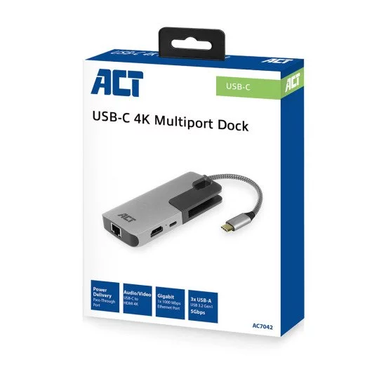 Station d'accueil USB-C ACT AC7047, 3 moniteurs, HDMI