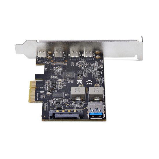 StarTech.com Carte PCIe USB à 5 Ports, USB 3.2 10Gbps, Carte PCI Express avec 4x USB-C et 1x USB-A interne, Carte Contrôleur USB PCIe, Windows/macOS/Linux