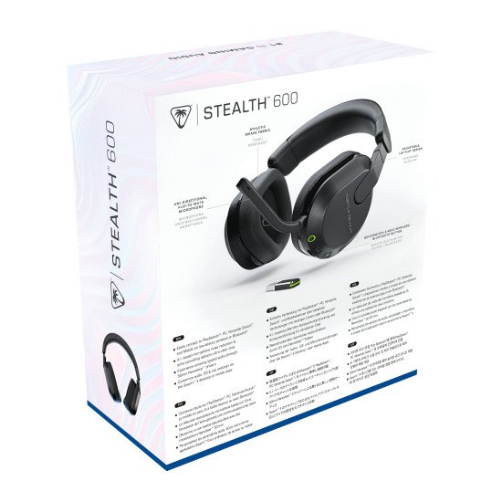 Turtle Beach Casque gaming amplifié multiplateforme sans fil Stealth 600 pour PS5, PS4, PC, Nintendo Switch et mobile - Bluetooth, 80 heures de batterie, microphone antibruit désactivable par basculement et écouteurs de 50 mm - Noir