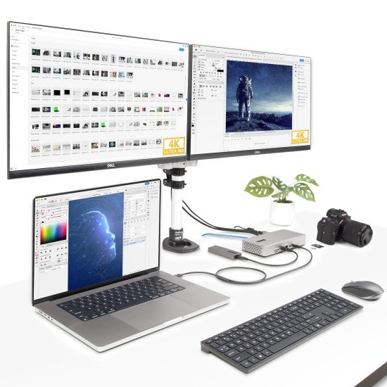 StarTech.com Station d'Accueil Thunderbolt 4 pour Écrans Multiples, Docking Station/Dock pour Quadruples/Triples/Doubles Écrans - 2x HDMI/2x DisplayPort, Hub 7x USB, Ethernet 2.5Gb, Power Delivery 98W